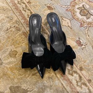 Zara kitten heels with velvet bow
